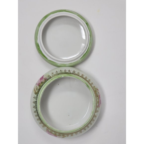 Antique Hand Painted Roses Nippon Powder/Trinket Bowl With Lid - Picture 9 of 11